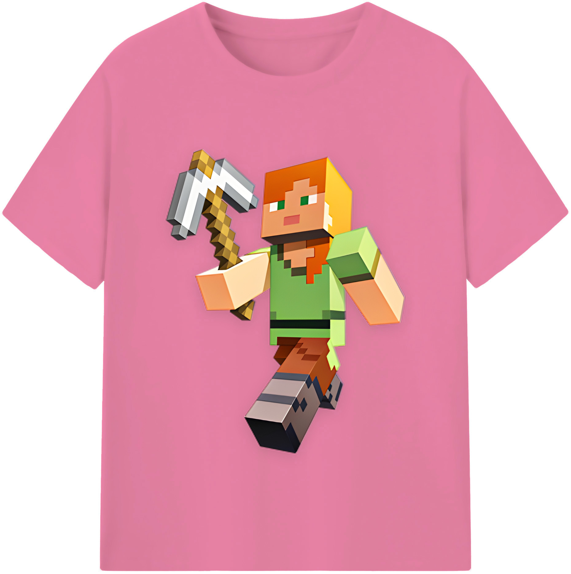 （画像用） マインクラフト ブロックの世界 Minecraft MC Block world 綿100％半袖Tシャツ（フロントプリント）